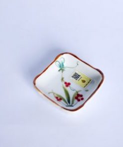 Đĩa muối vuông hoa đào